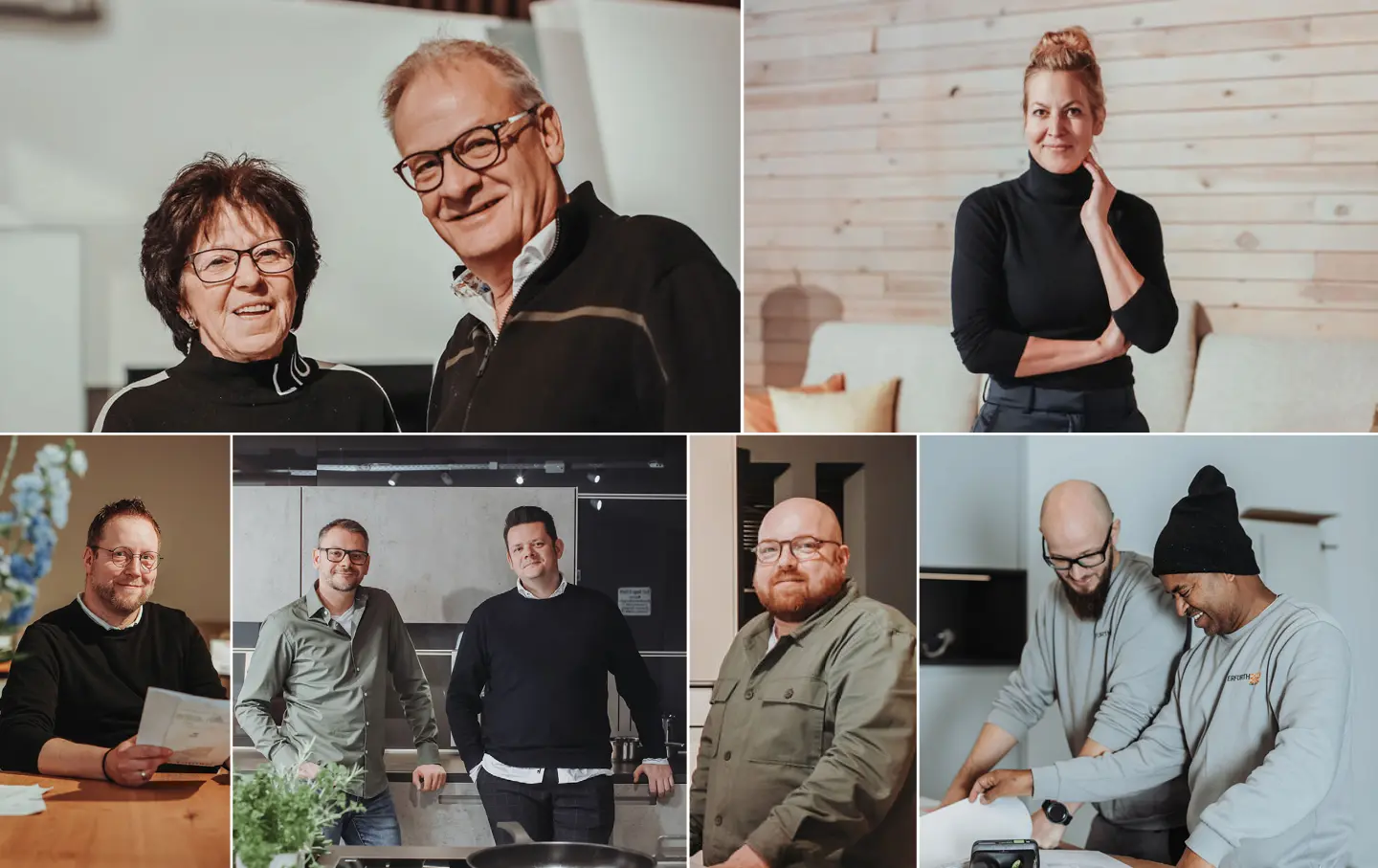 Das Team von Möbel Erfurth in Collage angeordnet